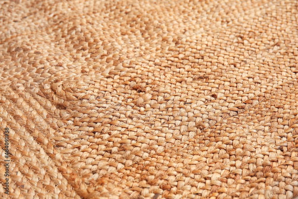 Closeup view of stylish wicker carpet