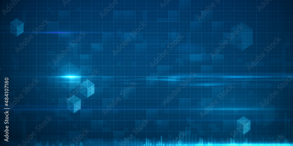 抽象宽蓝色数字网格纹理模糊的业务界面。技术，通信，通信