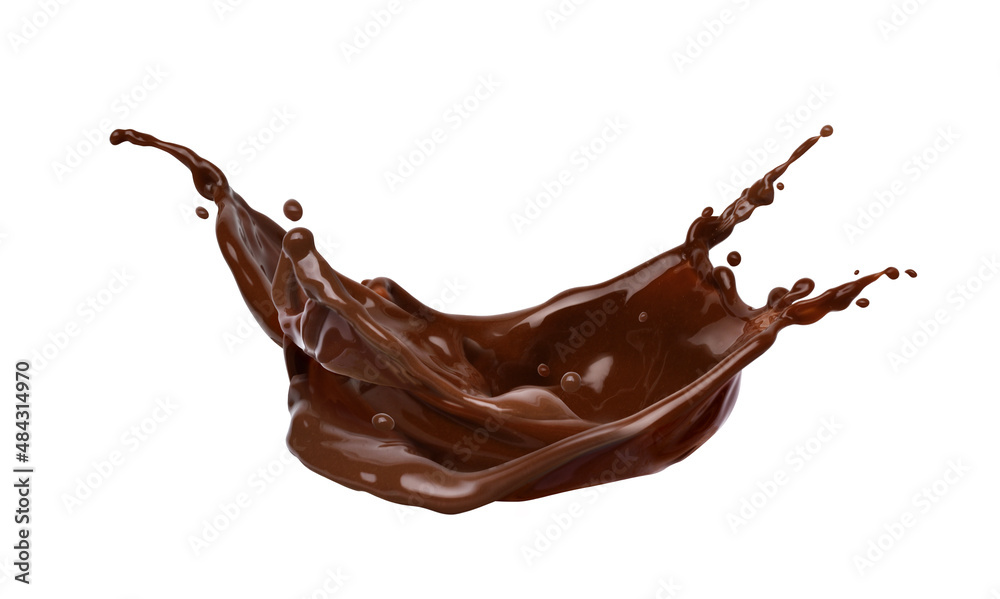 Image of dark Chocolate splash isolated on white background.