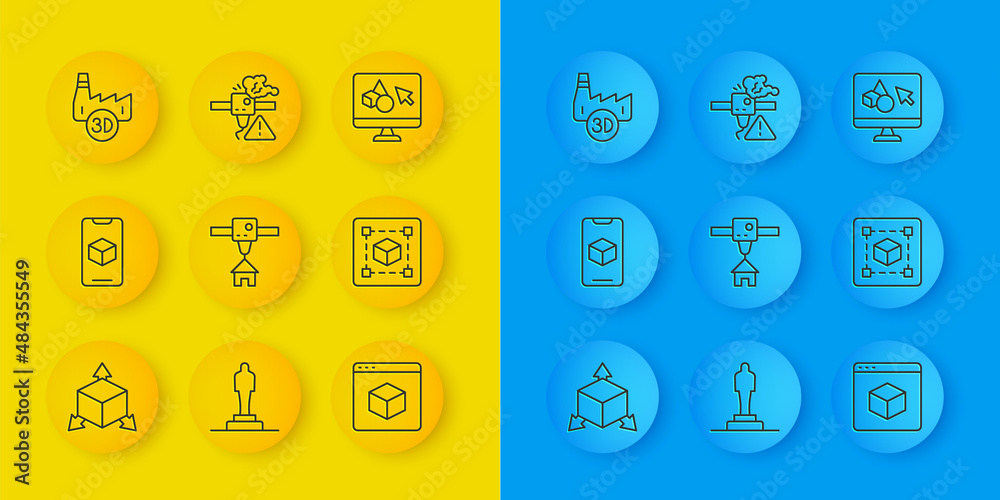 Set line Isometric cube，3D打印机软件，house，Geometric figure cube，Printing industry，and w（设置线等轴测立方体，三维打印机软