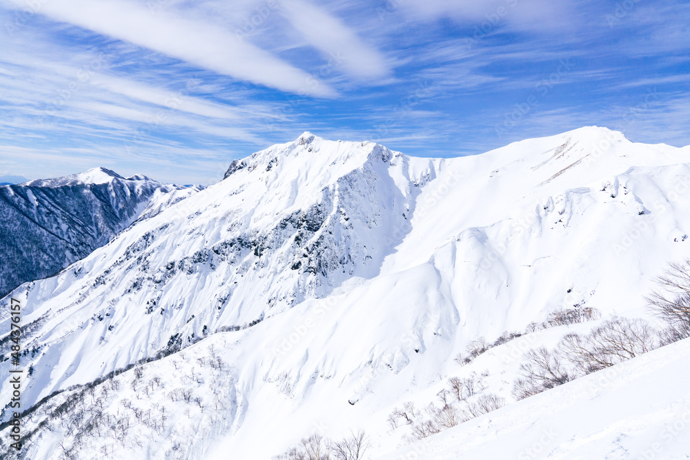 山岳風景　雪景色　川棚ノ頭