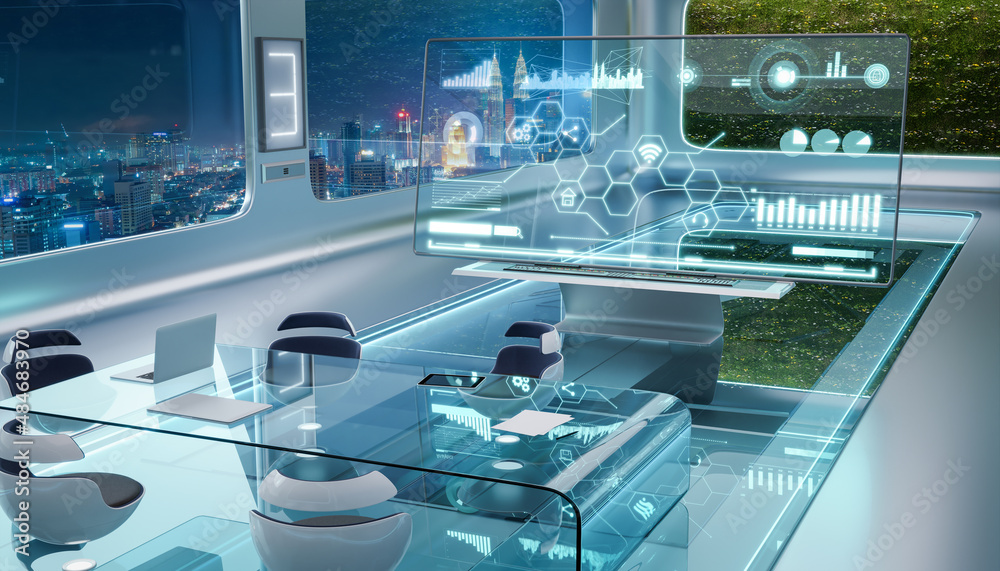 Modern sci-fi futuristic interior office design