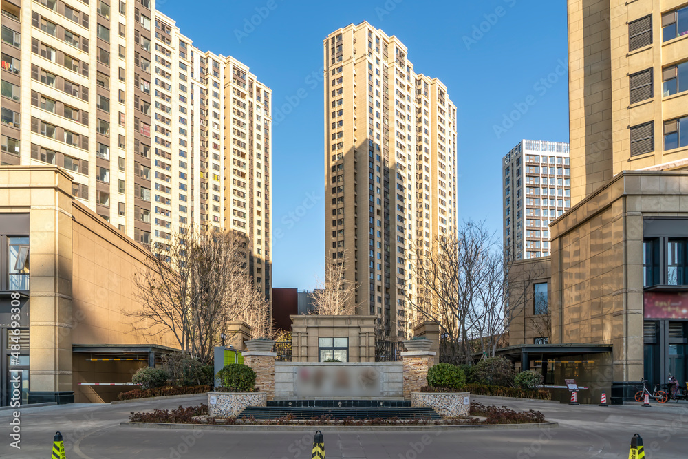 High-rise residential building in urban modern residential area