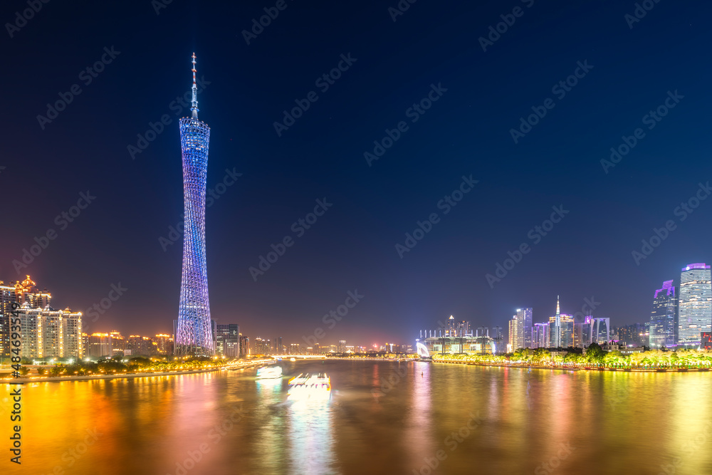 Guangzhou city architecture landscape skyline night view