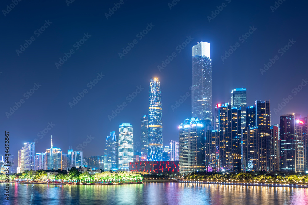 Guangzhou city architecture landscape skyline night view