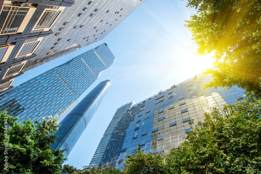 Financial District Office Building Facades and Glass Curtain Walls