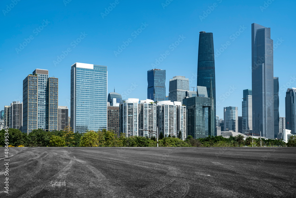 City roads and buildings in the citys financial district