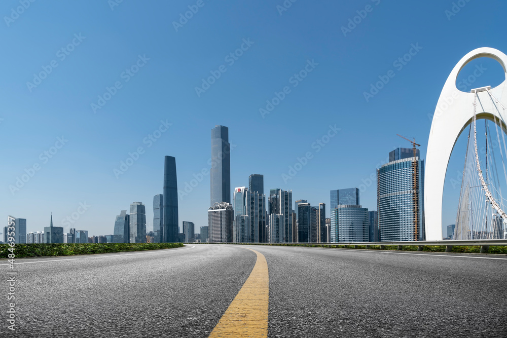 City roads and buildings in the citys financial district