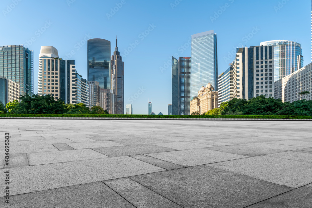 City roads and buildings in the citys financial district