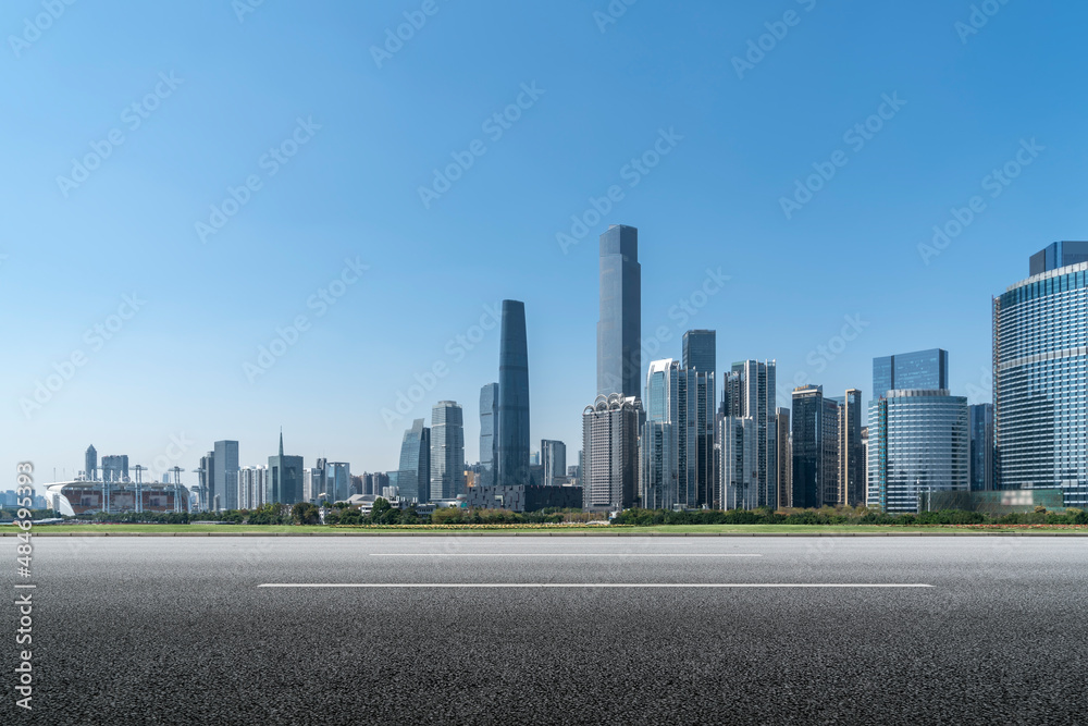 City roads and buildings in the citys financial district