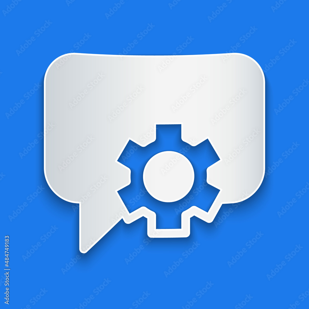 Paper cut Telephone 24 hours support icon isolated on blue background. All-day customer support call