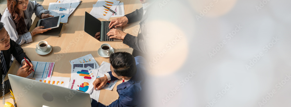 Business people group meeting shot from top widen view in office . Profession businesswomen, busines