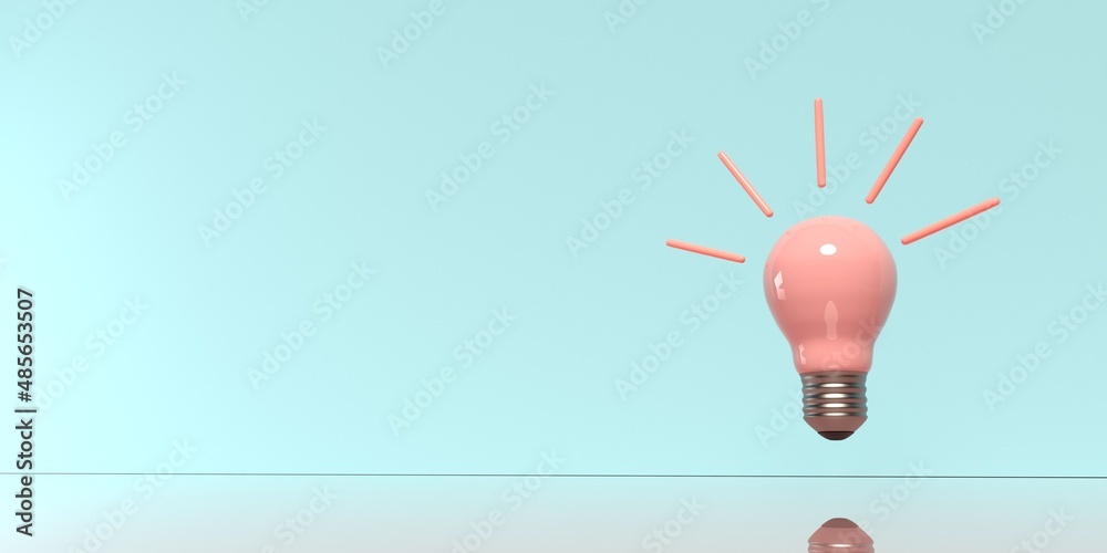 Idea light bulb on a colored background - 3D render