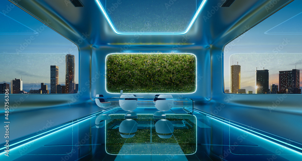 Modern sci-fi futuristic interior office design