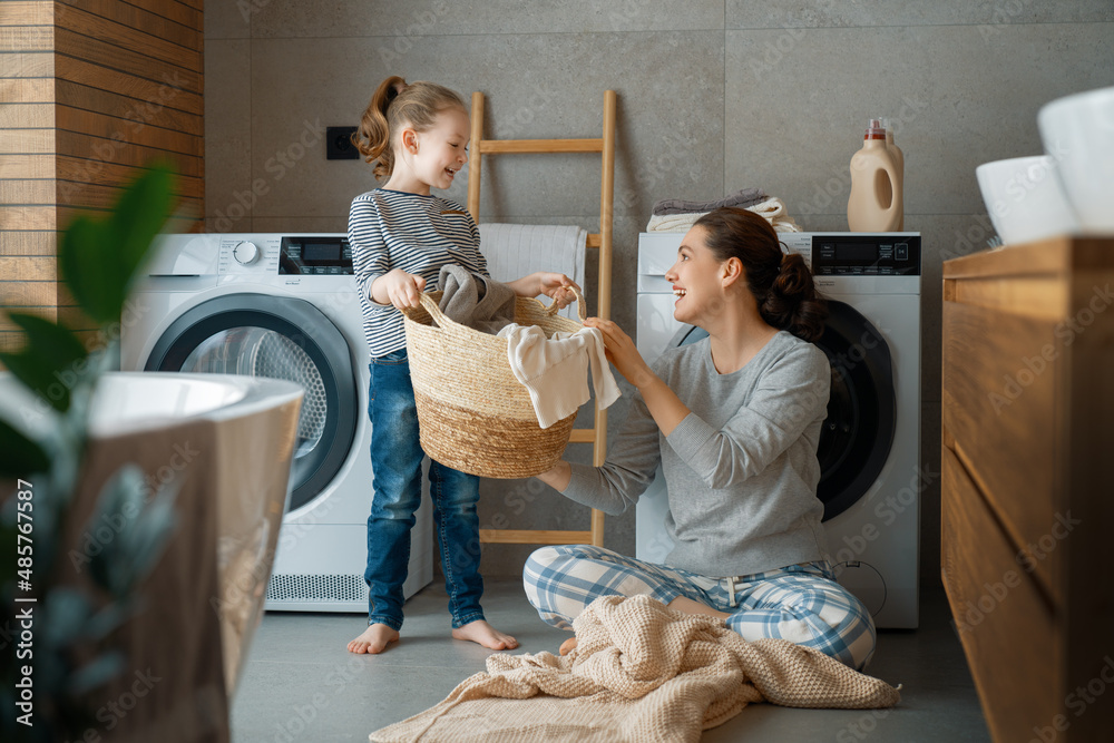 family doing laundry