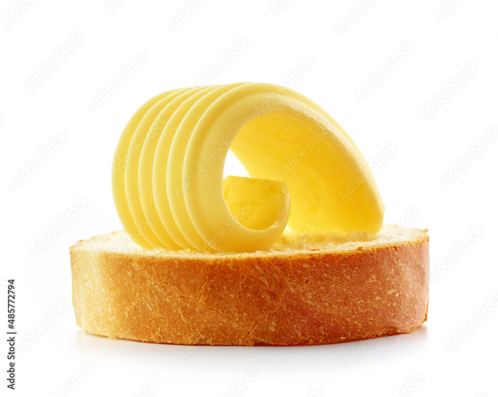 butter curl on bread slice