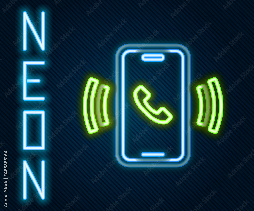 Glowing neon line Telephone 24 hours support icon isolated on black background. All-day customer sup