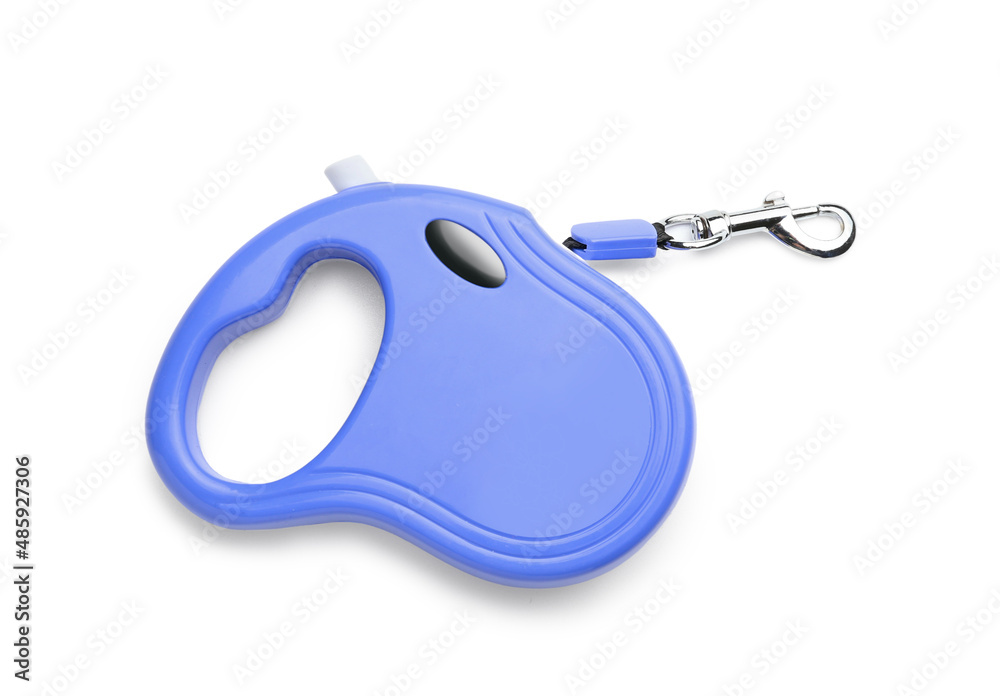 Retractable leash for dog on white background