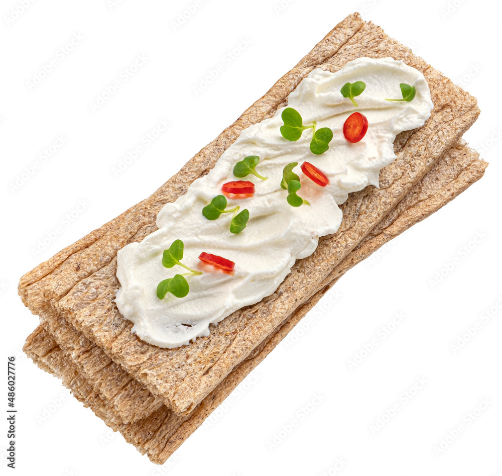 Rye crispbread isolated on white background, top view