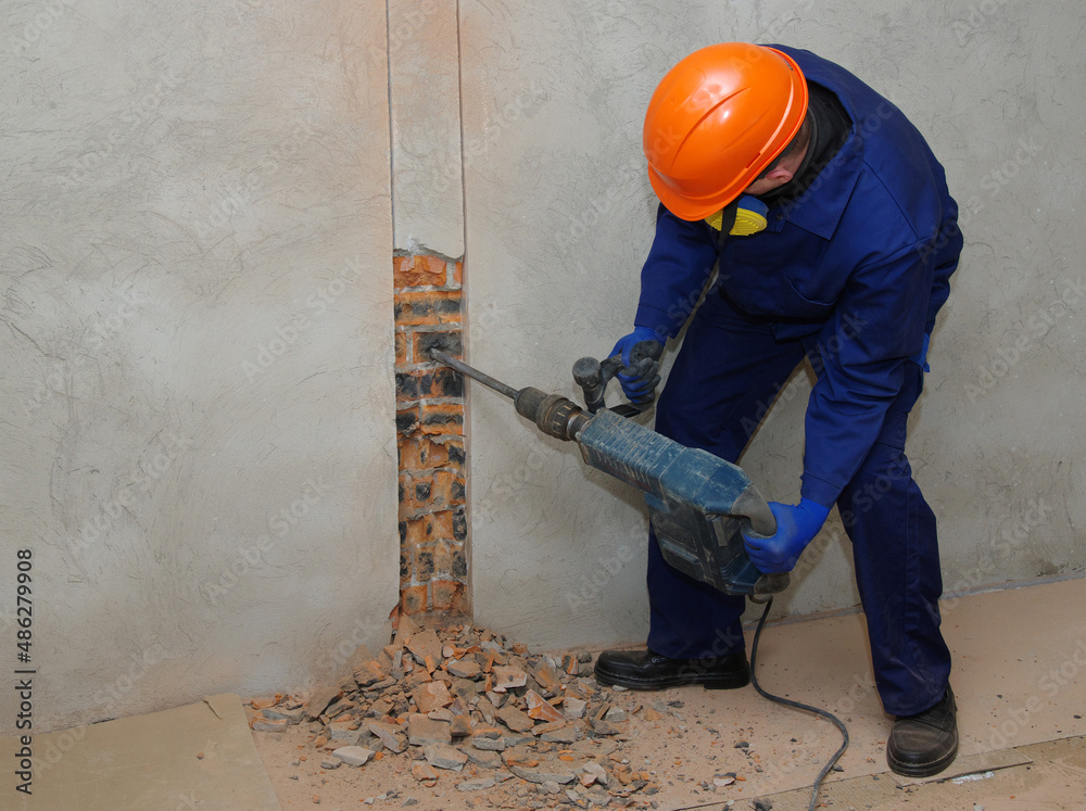 Worker with jackhammer