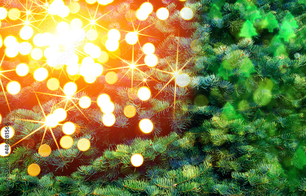 Christmas tree on blurred light