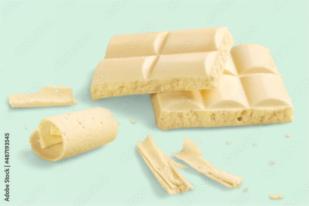 White chocolate squares set. Small pieces. Package design elements