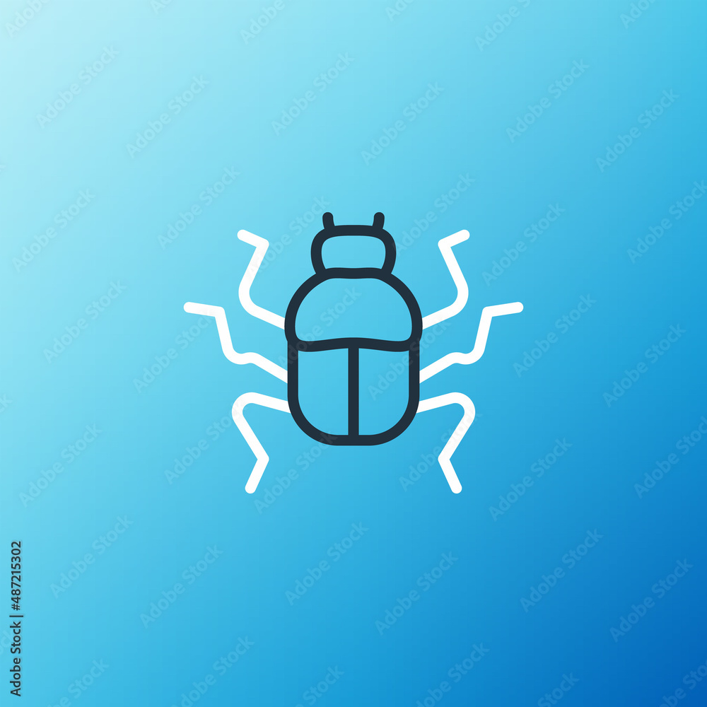 Line Beetle bug图标隔离在蓝色背景上。彩色轮廓概念。矢量