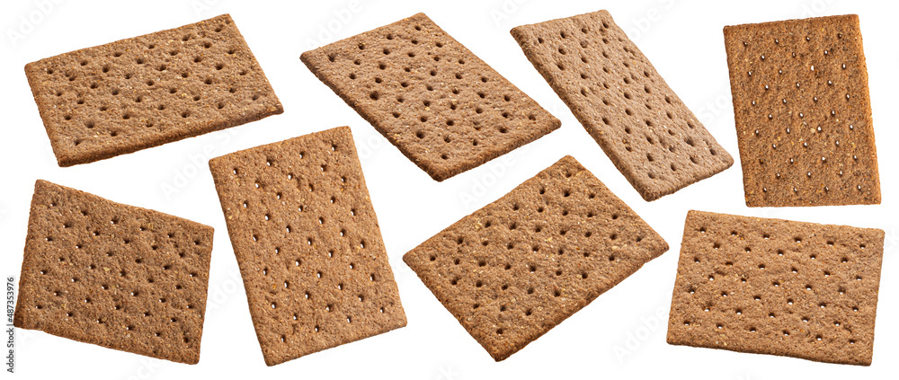 Rye cracker cookies isolated on white background