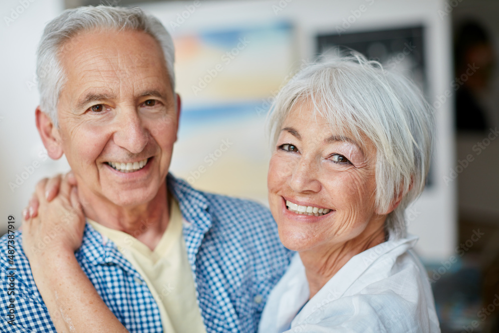 The heart has no wrinkles. Portrait of a loving senior couple at home.