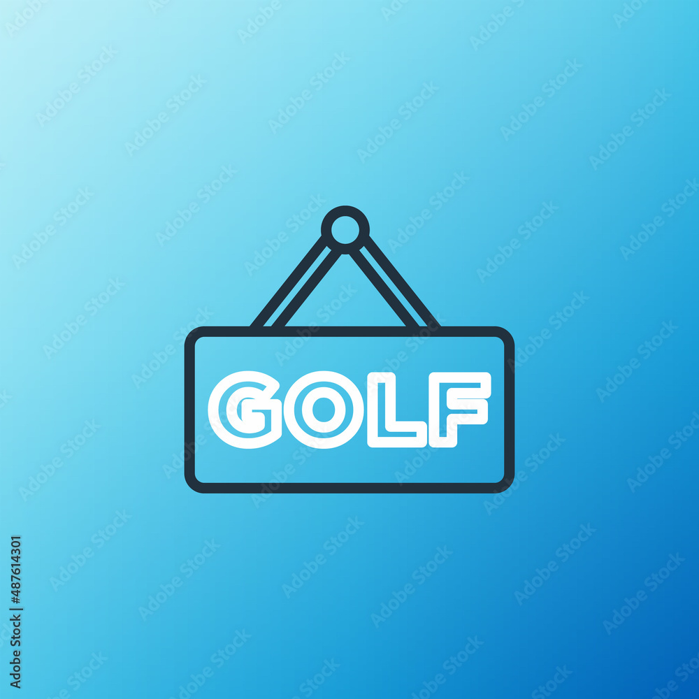 Line Golf标签图标隔离在蓝色背景上。彩色轮廓概念。矢量