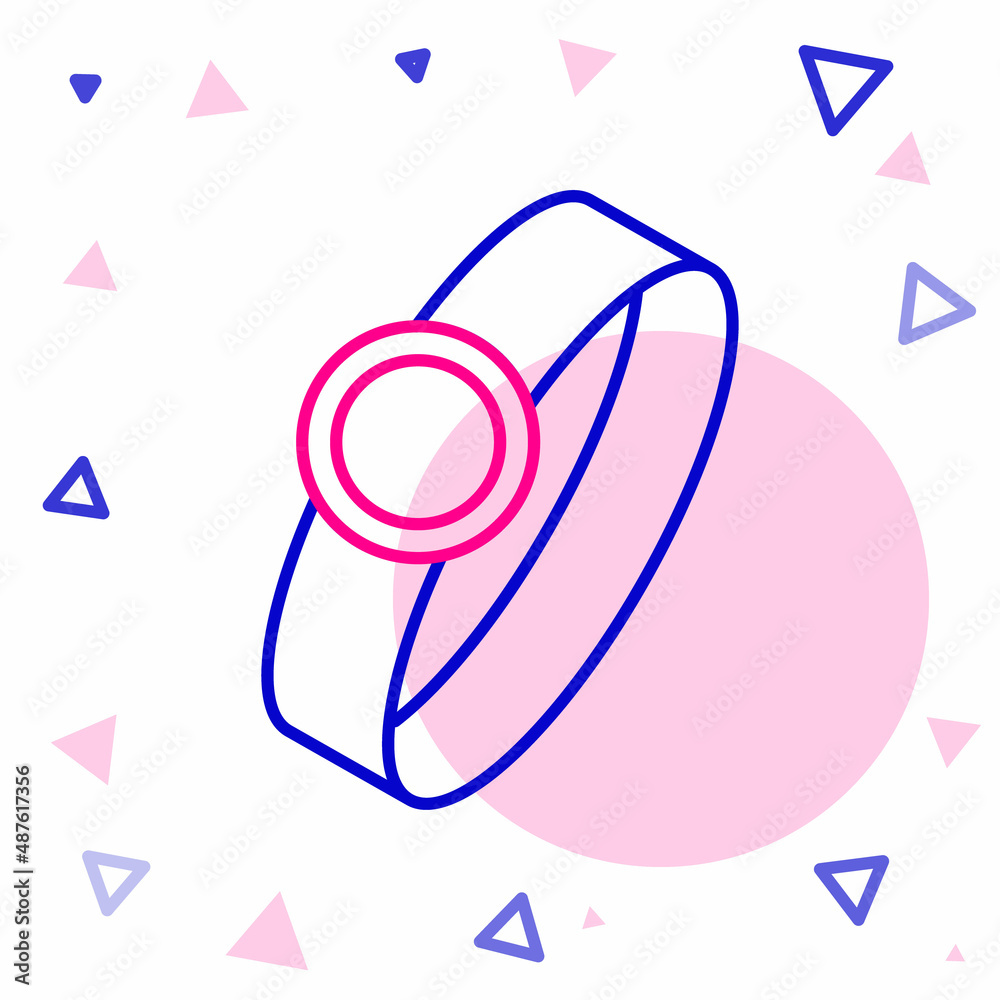 Line Diamond engagement ring icon isolated on white background. Colorful outline concept. Vector