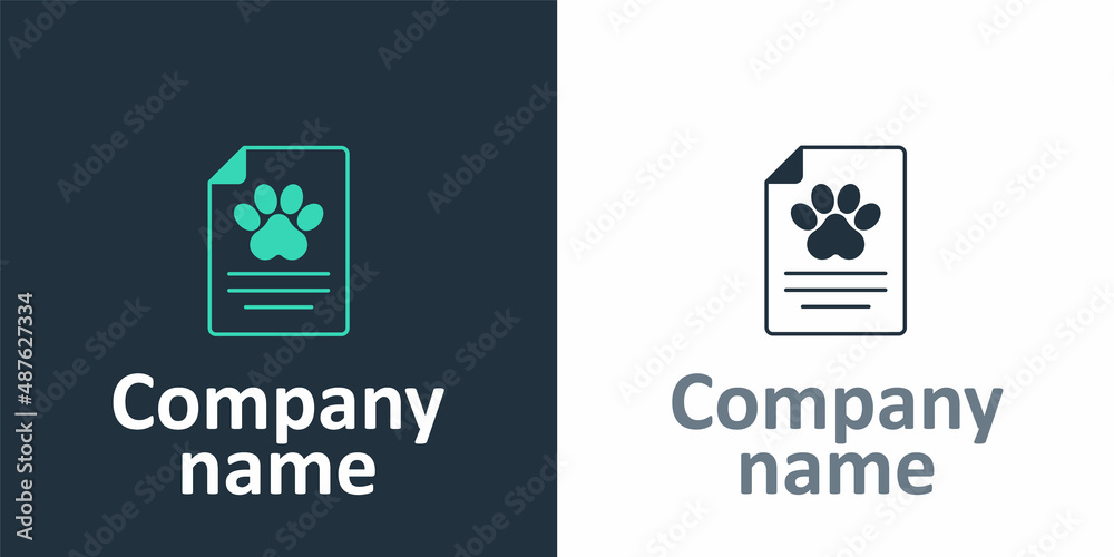 Logotype Clipboard with medical clinical record pet icon isolated on white background. Health insura