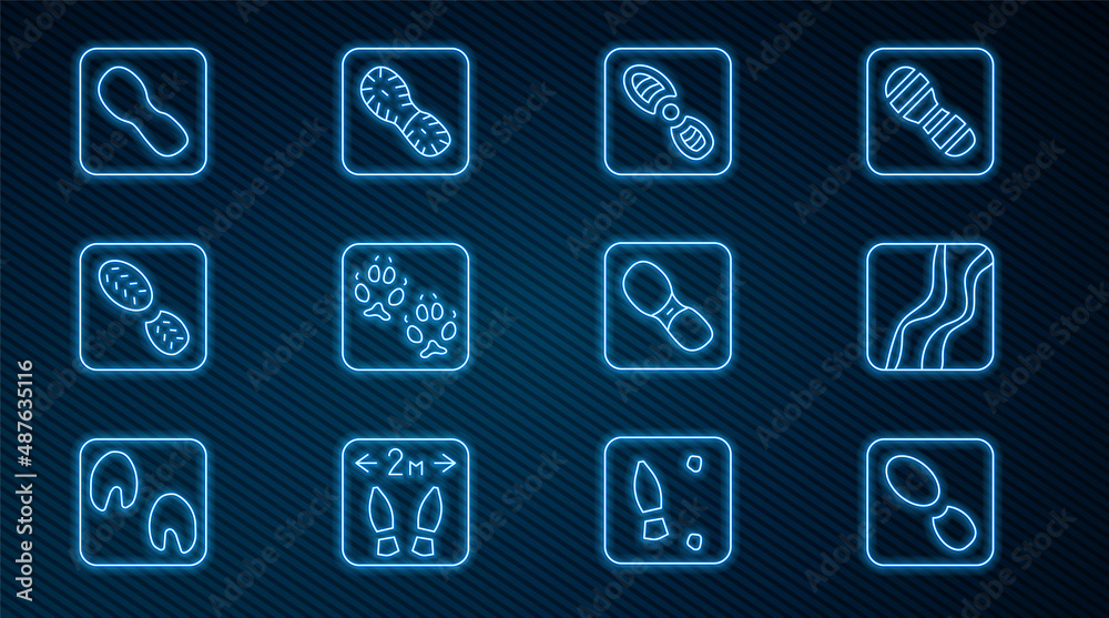 设定人类足迹鞋、蛇爪、狐狸和图标。矢量