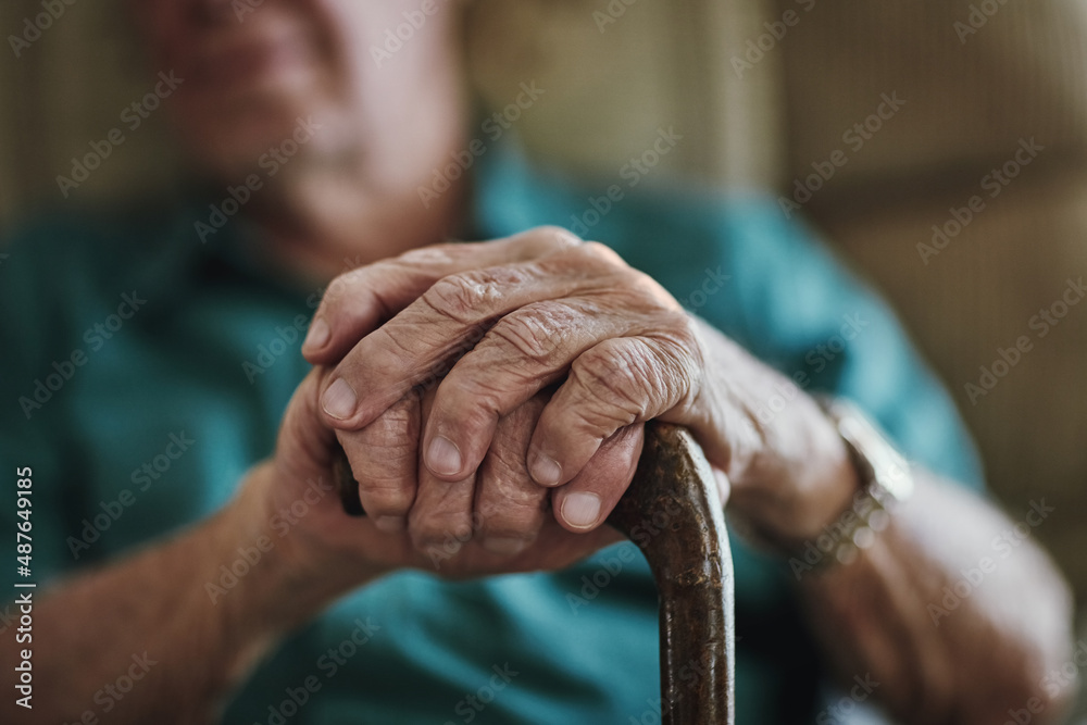 It gives me the support I need when walking. Cropped shot of an unrecognizable man leaning on his wa