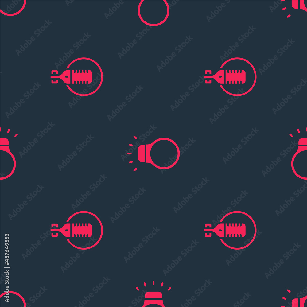 Set Microphone and Diamond ring on seamless pattern. Vector