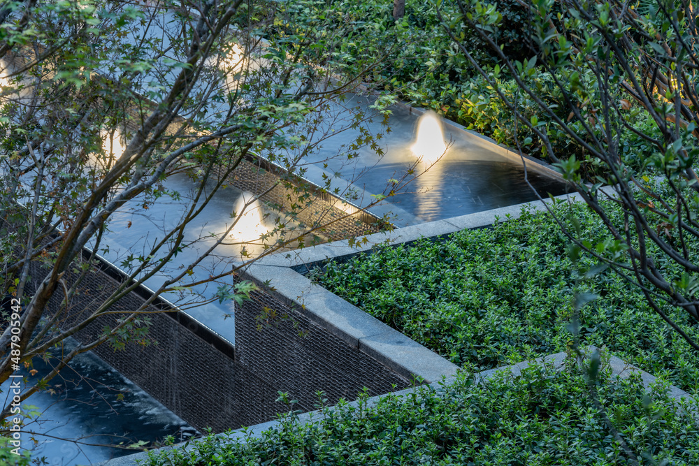 现代住宅园林景观绿植水景