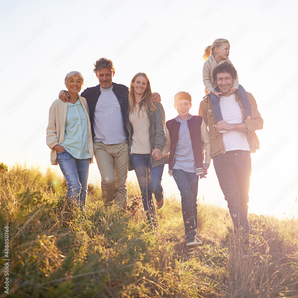 Spending an afternoon with the people who matter most. Full length portrait of a happy multi-generat