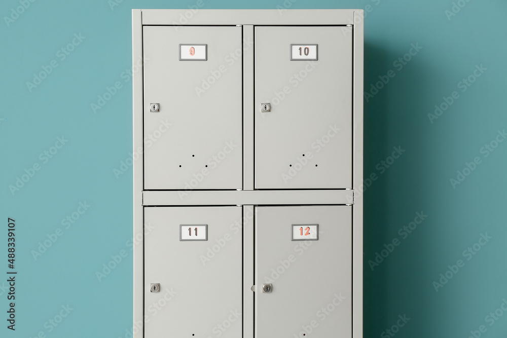 Modern locker on blue background