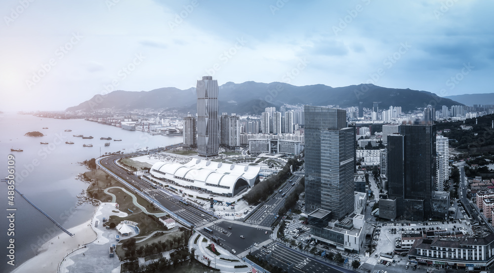 aerial photography lianyungang building landscape skyline