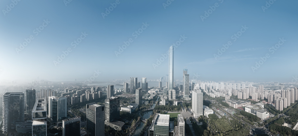 Aerial photography of office building of Suzhou East Lake International Financial Center