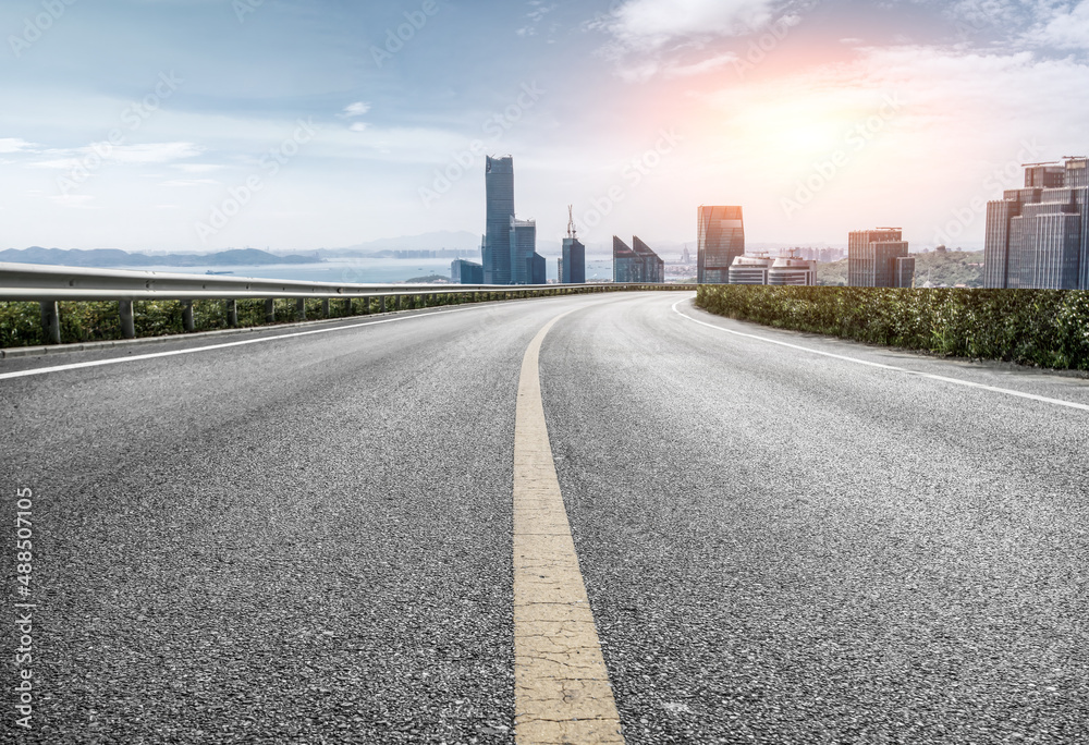 道路与中国现代城市建筑背景