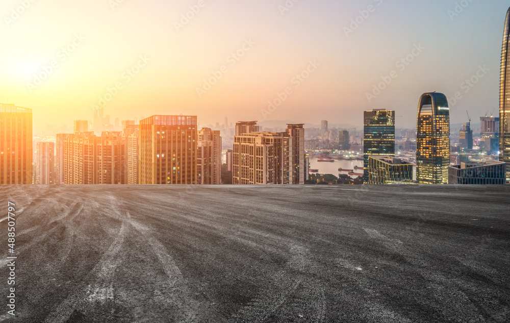 道路与中国现代城市建筑背景