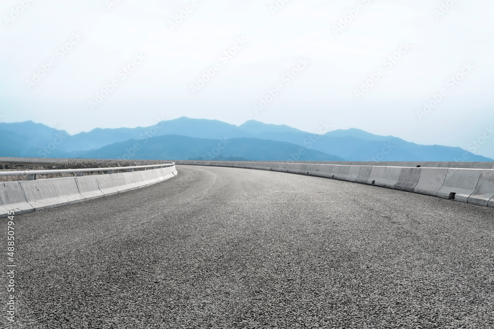 Road and Chinese modern city buildings background