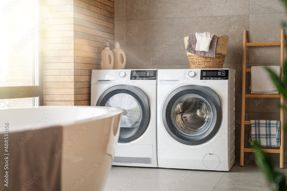 Interior of a real laundry room