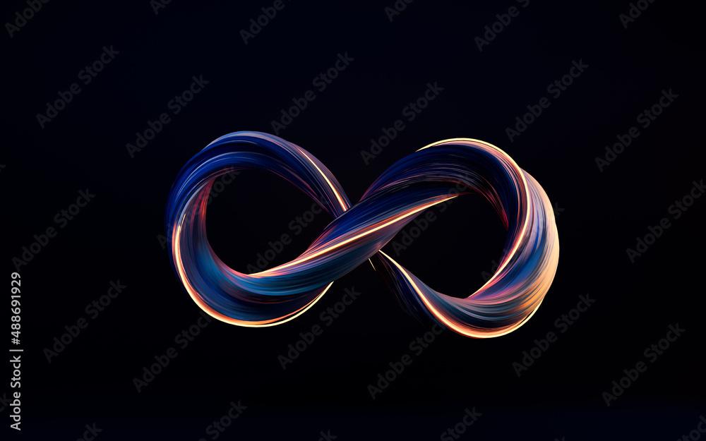 Abstract curve line, Mobius belt, 3d rendering.