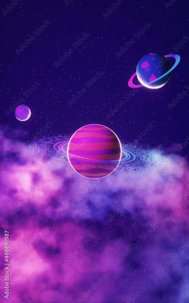 Planet in the outer space, 3d rendering.