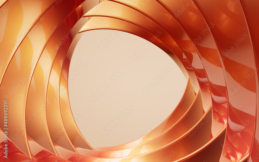 Golden curve frame background, 3d rendering.