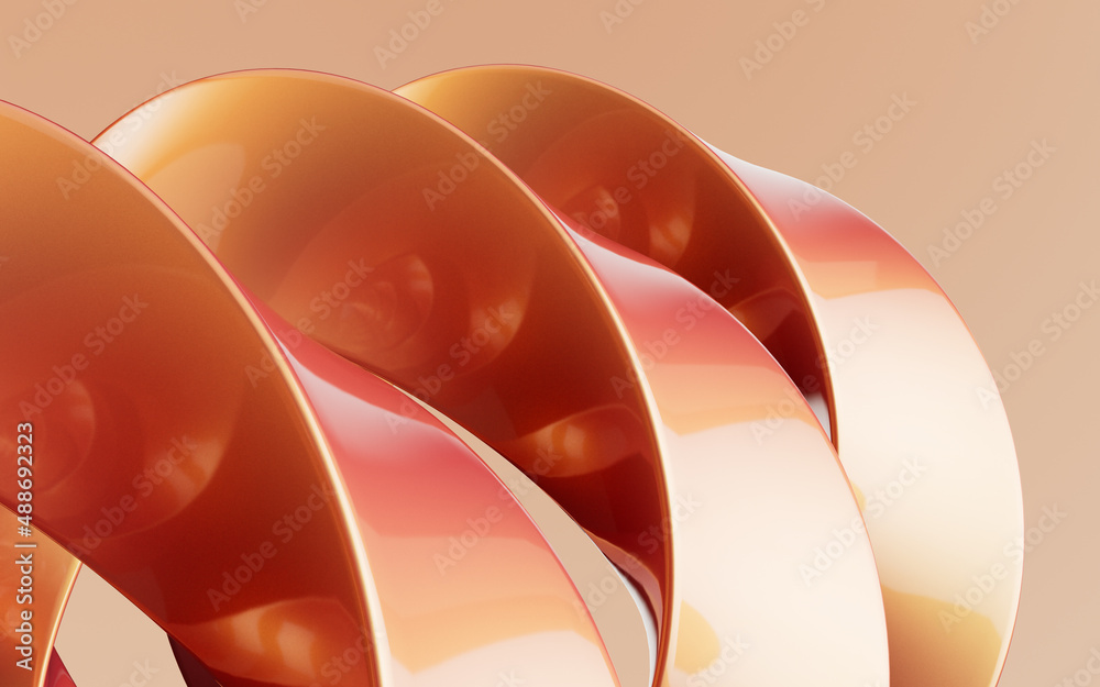 Golden curve frame background, 3d rendering.