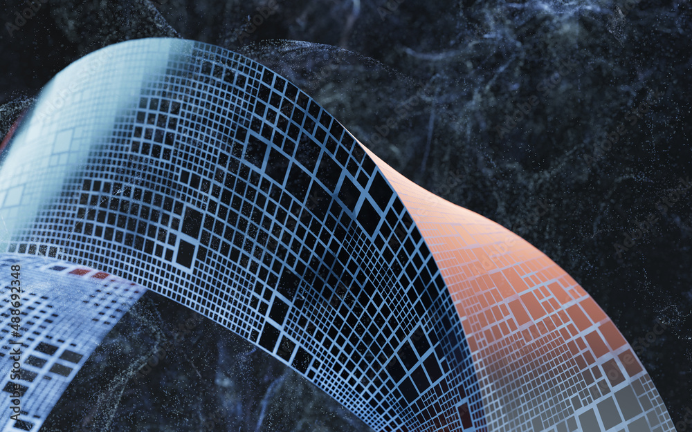 Abstract curve geometry background, 3d rendering.