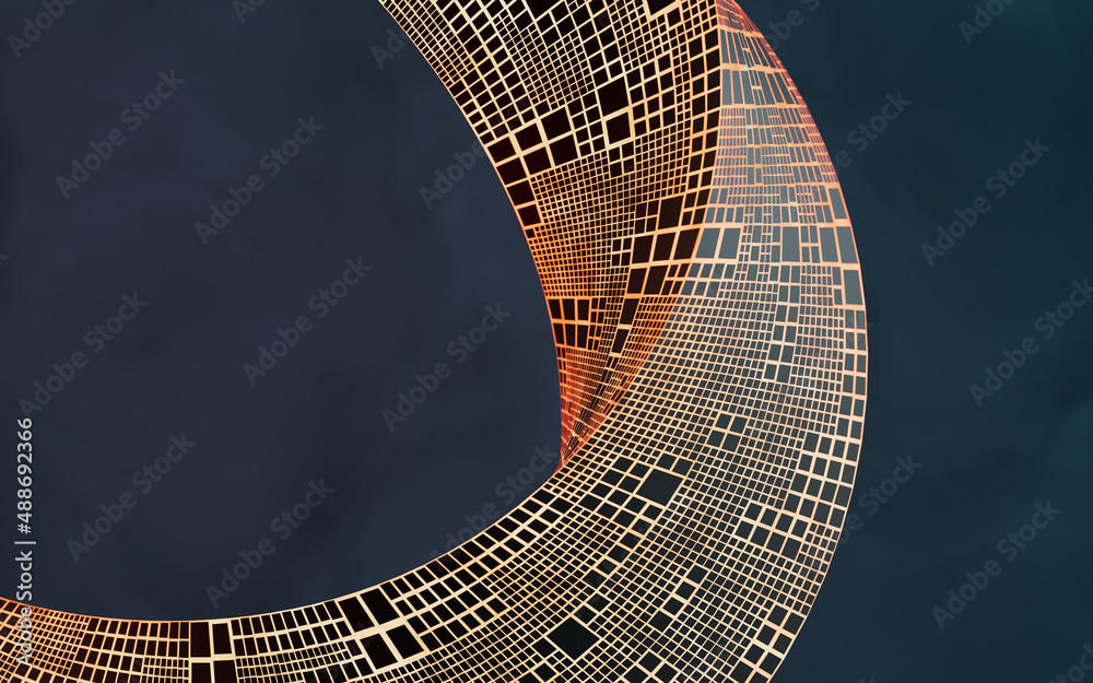 Abstract curve geometry background, 3d rendering.